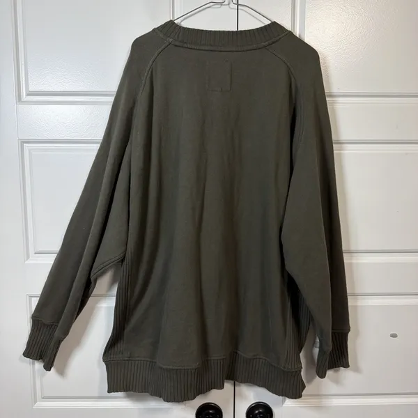 Aerie Sweatshirt Womens Large Olive Green Bright Star Studded Oversized Pullover - Image 9