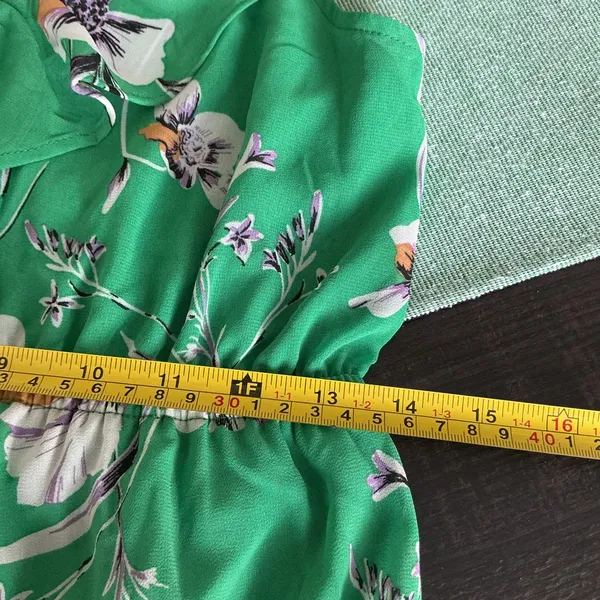 Maurices Floral Midi Dress Green Ruffle V-Neck Size M - Image 8