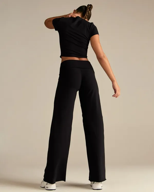 Women’s Best Cotton Contour Fold Over Straight Leg Pants - Image 2