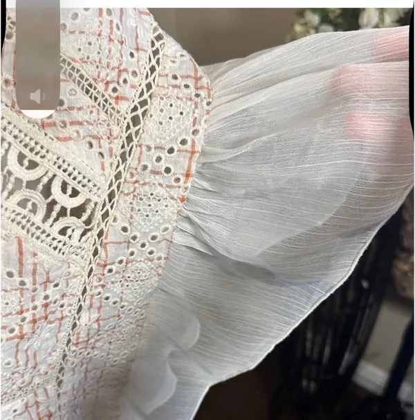 Size Small Anthropologie Boho Lace Peplum Top – Ivory/Cream - Image 5
