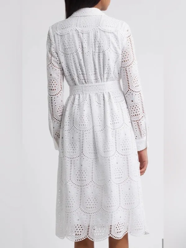 NWT Lilly Pulitzer White Eira Pineapple Eyelet Midi Shirtdress Cotton size 2 - Image 3