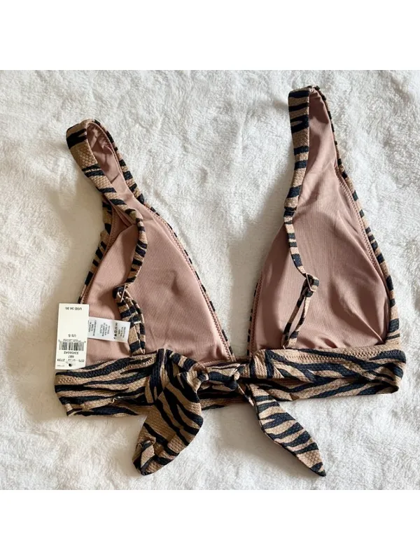 NWT Aerie Pique Triangle Zebra Stripes Bikini Top - Size: Small - Image 5