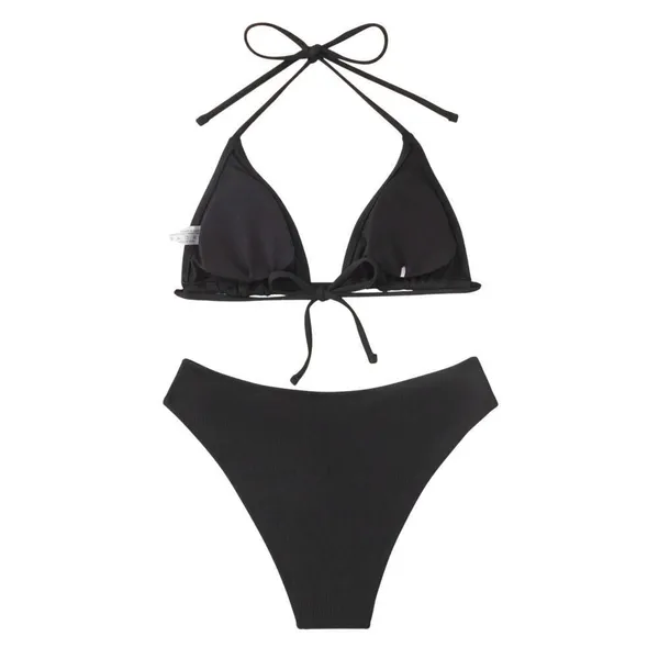 SheIn Triangle Bikini Set in Black, Size M​‍​‍​ - Image 2