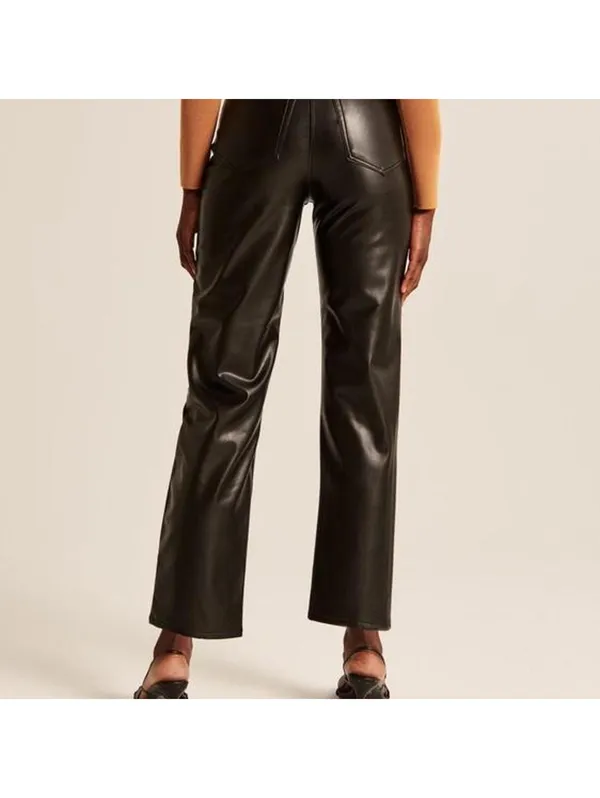 Abercrombie & Fitch Vegan Leather Ankle Straight Pant - Image 2