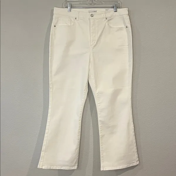 NWT LOFT kick crop high rise curvy fit stretch denim jeans white 14/32 - Image 4