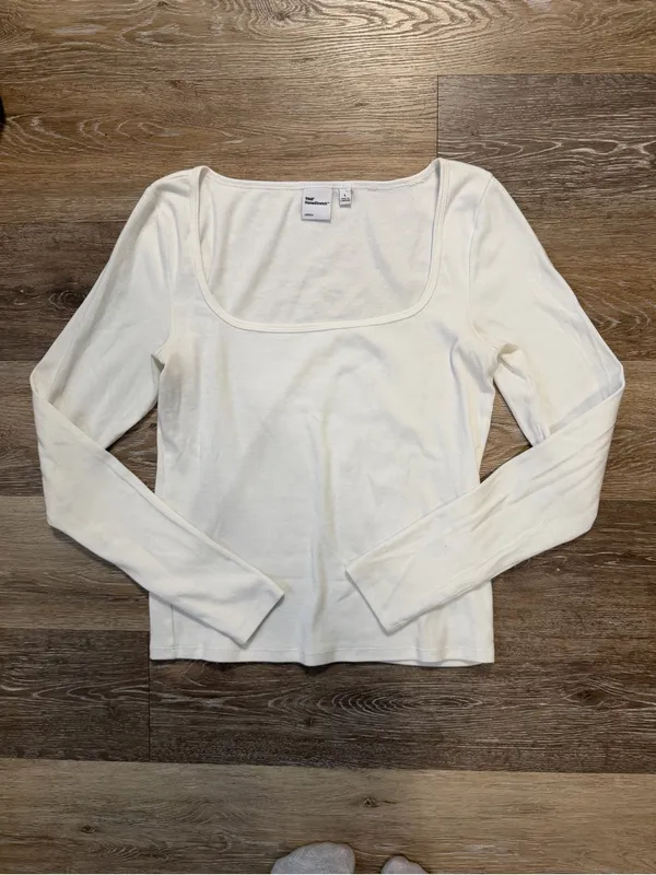 Aritzia HomeStretch™ Rib Squareneck Longsleeve white - Image 3