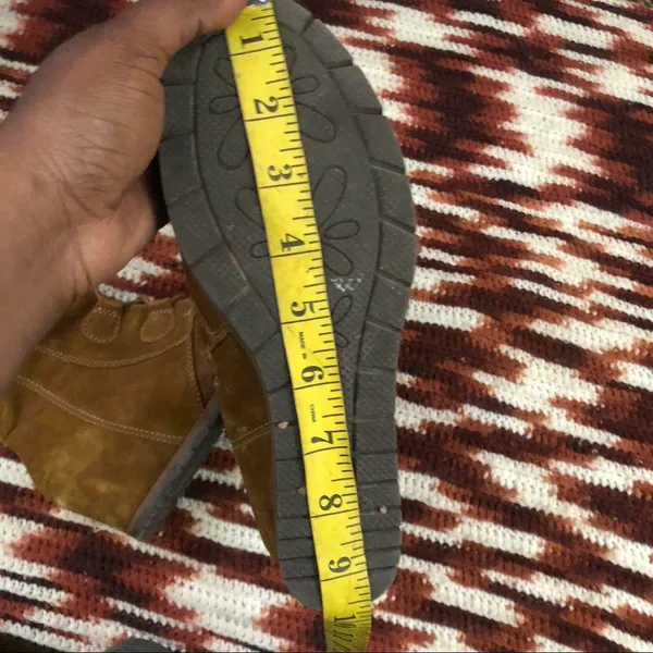 Y2K Baddie Mcbling Bratz Brown Real Leather Suede Lace up Mid Calf Boots Hidden Wedge Faux Fur Lining - Size 8M #cyber #punk #goth #trendy #2000s #acubi #lolita Measurement in pics - Image 4