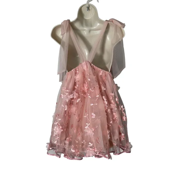Selfie‎ Leslie Spring Bloom Tied Shoulder Embellished Mini Dress Pink Size XS/2 - Image 5