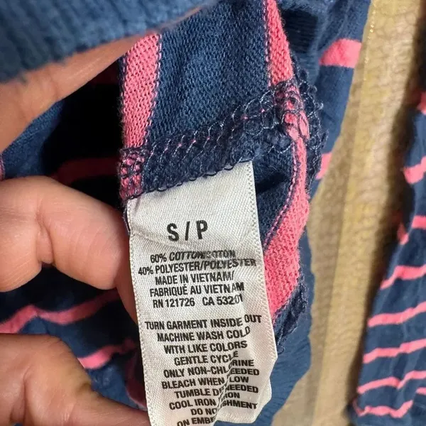 AEROPOSTALE Long Sleeve Striped Sweatshirt Crew Tee Shirt Pink Blue Small - Image 5