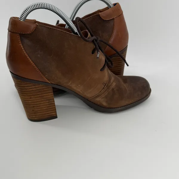 Tommy Hilfiger Duff Brown Suede‎ Leather Lace Up Block Heel Ankle Booties 8.5M - Image 6