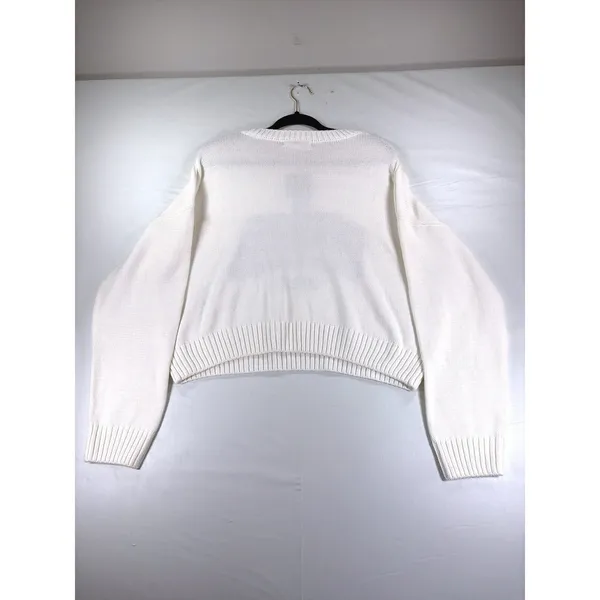 Grayson Threads Women XL USA Graphic Cropped Sweater Cream Knit Long Sleeve NWT - Image 9