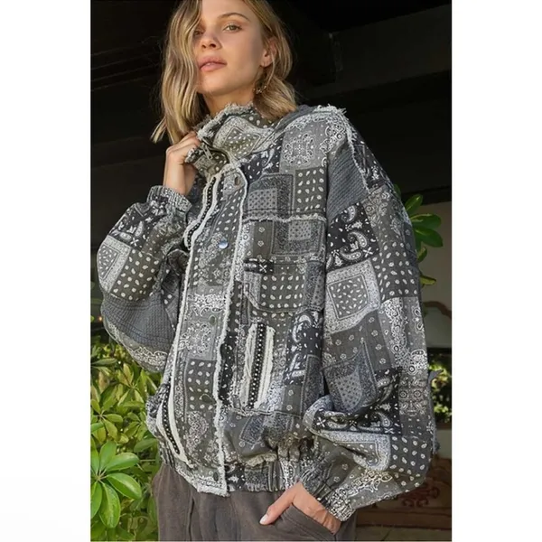 POL Black Multi Hooded Patchwork Jacket - Image 7