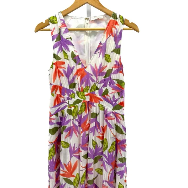 Ramy Brook Miles Floral V-Neck Sleeveless Maxi Dress High Low Hem Size‎ 4 - Image 4