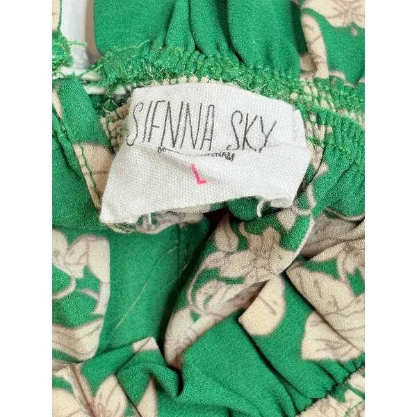 Sienna Sky Floral Blouse Womens Large Green Smocked High‎ Neck Puff Sleeve Top - Image 7