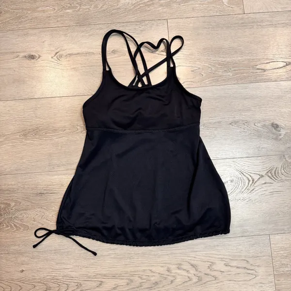 Champion‎ C9 Tank Top Womens Size Small S Black Built in Bra Drawstring Bottom - Image 2