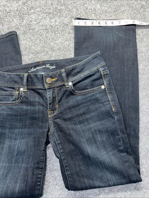 American Eagle Outfitters Low-Rise Slim Boot Cut Dark Blue Super Stretch Jeans - Image 7
