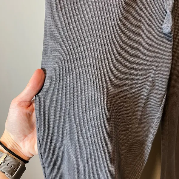 Losano Organic Cotton Waffle Knit Lounge Pants Charcoal Gray Drawstring Small - Image 4