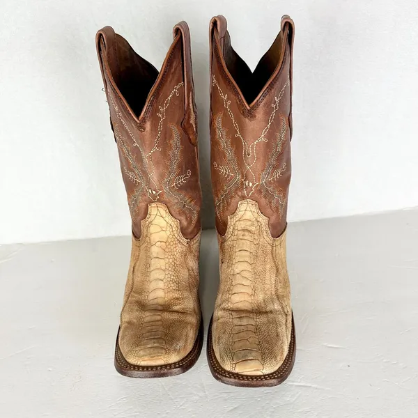 Resistol Ranch Lucchese Women's Genuine Ostrich Leg Cowboy Boots Size 7 Exotic - Image 3