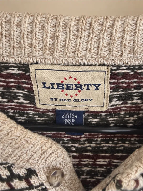 Vintage Liberty by Old Glory Cotton Knit Henley Sweater – XL - Image 2