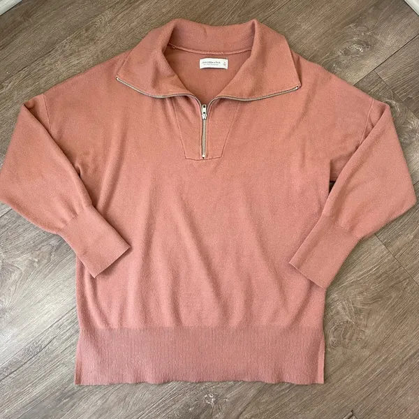 Abercrombie & Fitch Dark Rose Soft A&F Collection 1/4 Zip Sweater ~ Size S - Image 10