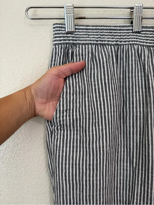 Old Navy Linen Cotton Blend High-Waisted Striped Wide-Leg Pants, Sz Large - Image 5