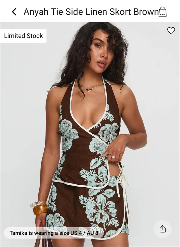 Princess Polly Linen Skort Brown - Image 2