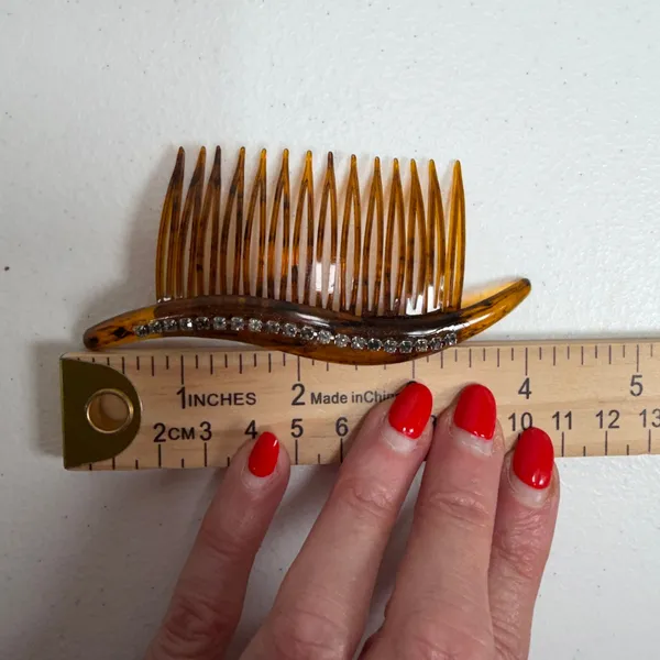 Vintage 90s Hair Comb Set Faux Tortoise Rhinestone Wave Made in USA Lot Of 2 - Image 8