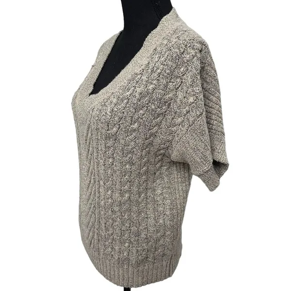 Current Air Los Angeles‎ Womens Size Small Cable Knit Sweater Shirt Short Sleeve - Image 2