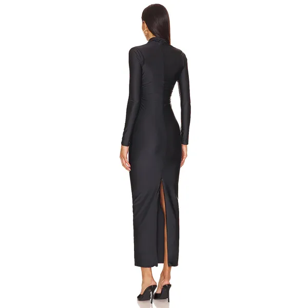 Good American Black Cowl Neck Jersey Zip Slit Dress Small NWOT - Image 5