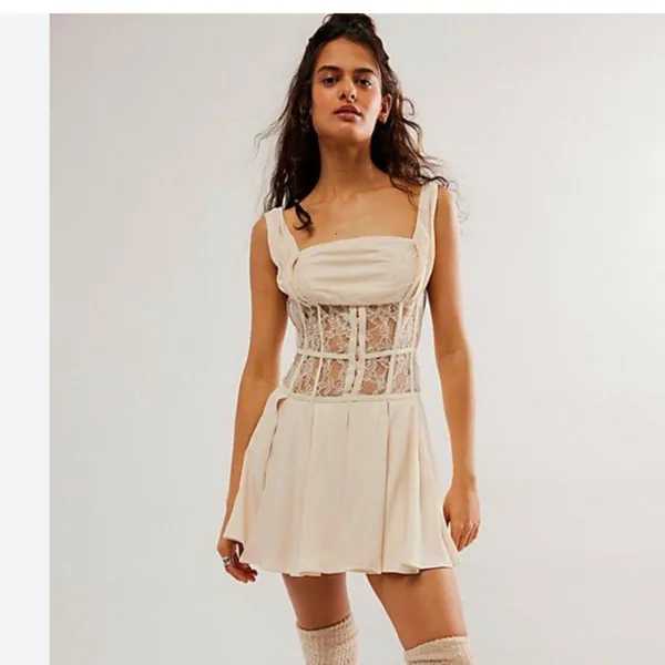NWOT Free people Odette Mini dress Corset Lace Trim - Image 3