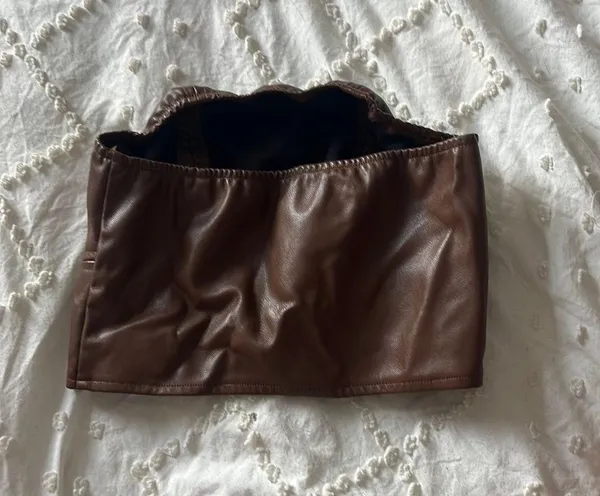 Leather Corset Top Brown Size XS - Image 2