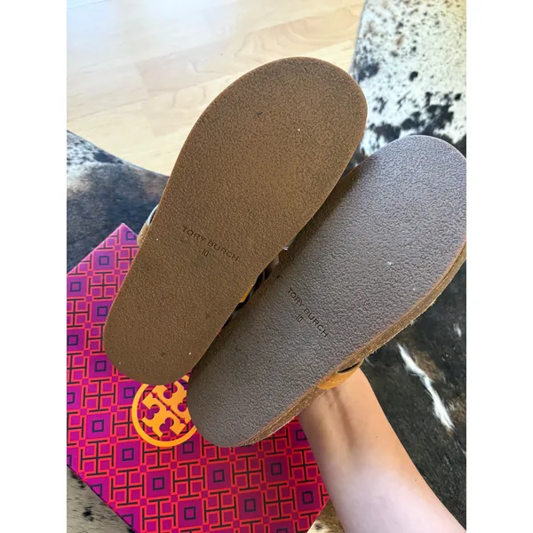 TORY BURCH Miller Cloud Sherling‎ Sandals In Nappa Leather Size 10 - Image 4