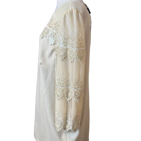 NWT‎ Anthropologie Darling Cream Ivory Lace Trim Dress Large Bridal Wedding - Image 4