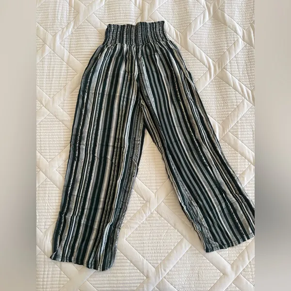 Striped Wide Leg Pants Black - Image 2