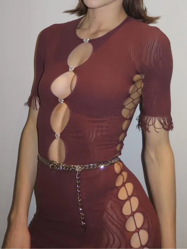 POSTER GIRL Miranda Lace Cutout Mini Dress in Brown - Image 2