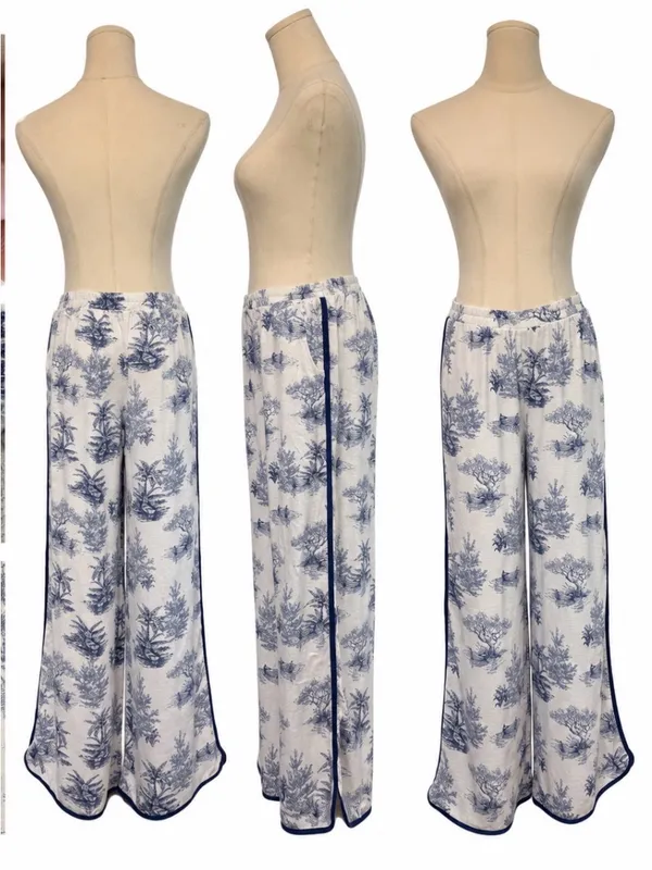 Sienna Sky Blue Toile Wide-Leg Lounge Pants - Image 5