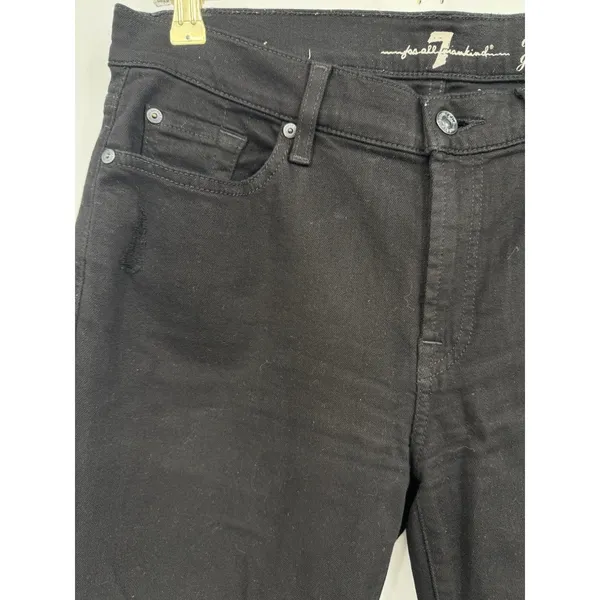 7 For All Mankind Ankle Gwenevere Jeans Black Distressed Skinny Stretch Size 31 - Image 3