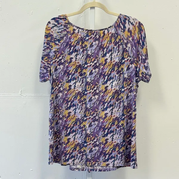 Vintage WinterSilks Silk Cotton Blend Abstract Print Scoop Neck Top T-shirt XL - Image 2