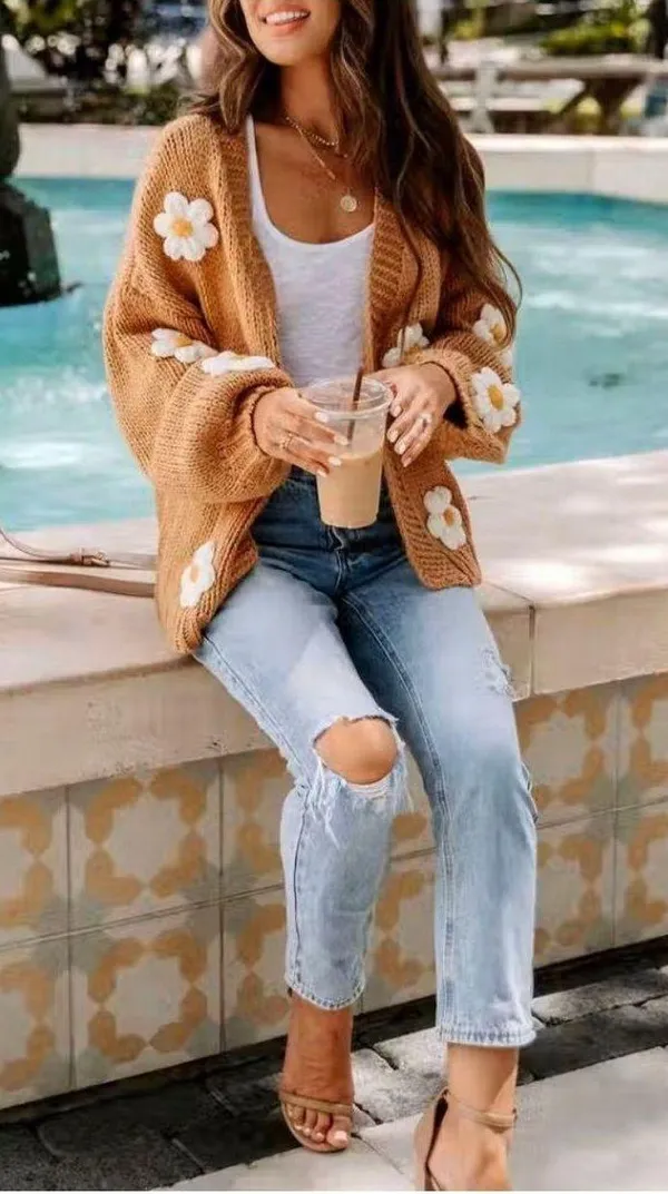 Vici New -Fallen Daisy Oversized Knit Cardigan - Image 6