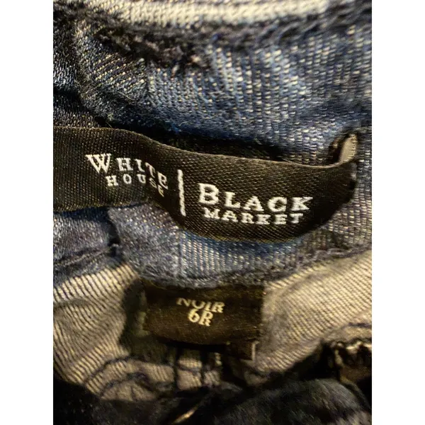 White House Black Market Noir‎ Low Rise Flare Jeans Y2K Blue Denim Size 6R - Image 6