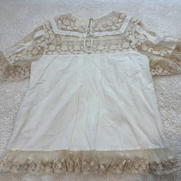 Maeve Womens Ivory Floral Lace Boho Festival Cottage Core Fairy Indie Top Sz 4 - Image 2