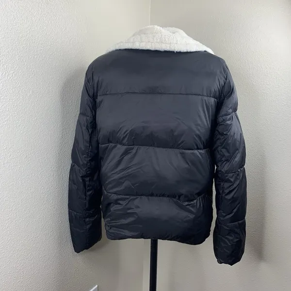 Levis Nylon Puffer Jacket Sherpa Black Sz L Women’s Zipper Coat - Image 6