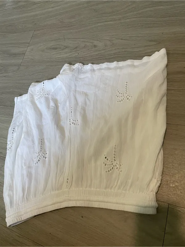 blue island White Palm Eyelet High-Waist Shorts - Image 2