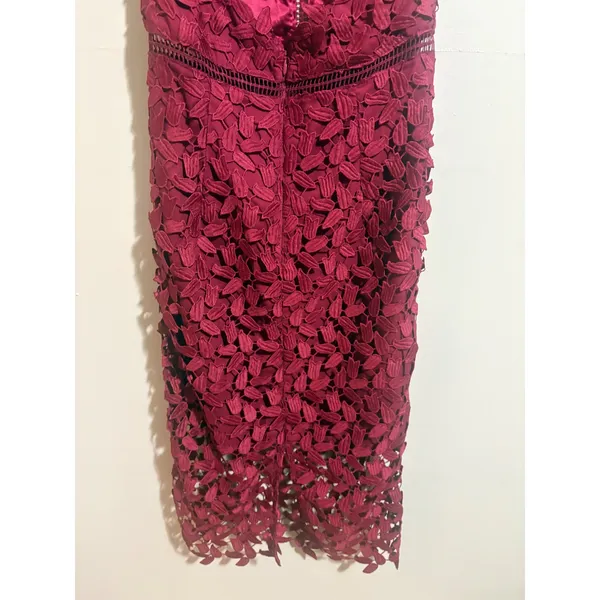 Bardot Gemma Burgundy Lace Halter Midi Dress XS 4 NWT $119 Open Back - Image 8