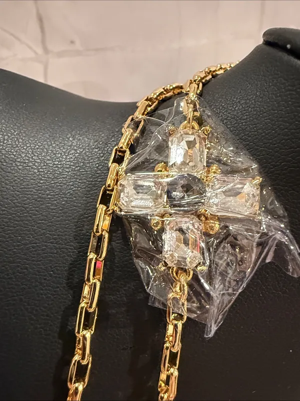 Tory Burch | Gold Plated, Crystal & Pearl Long Station Necklace - Image 2