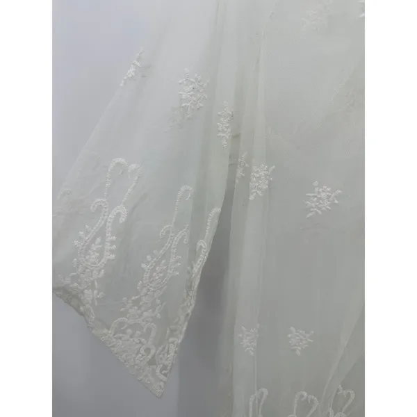 Bikini‎ Lab Women White Sheer Lace Embroidered Tie Back Swim Cover-Up Large - Image 4