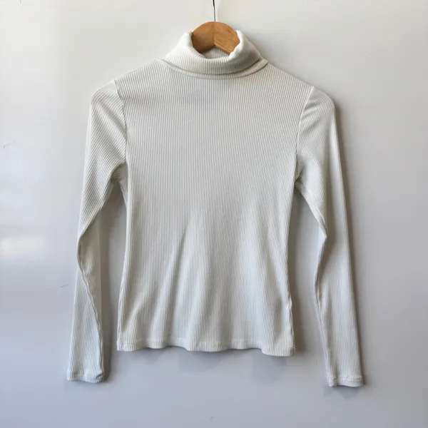 Old Navy Ribbed‎ Turtleneck Long Sleeve Top Basic Layering White XS - Image 3