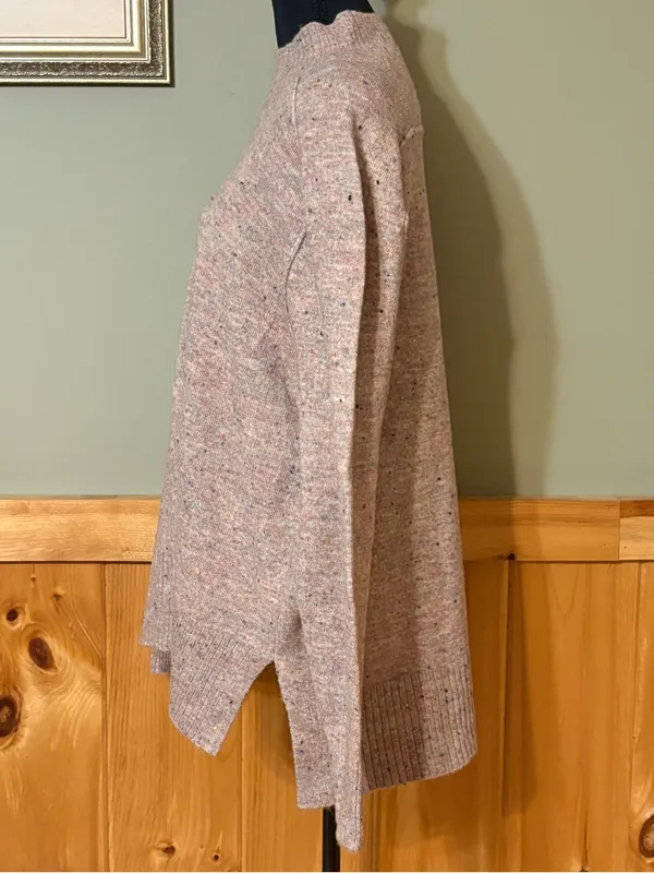 LOFT Women’s Speckled Confetti Crewneck Sweater in Light Pink size XL NWT - Image 3