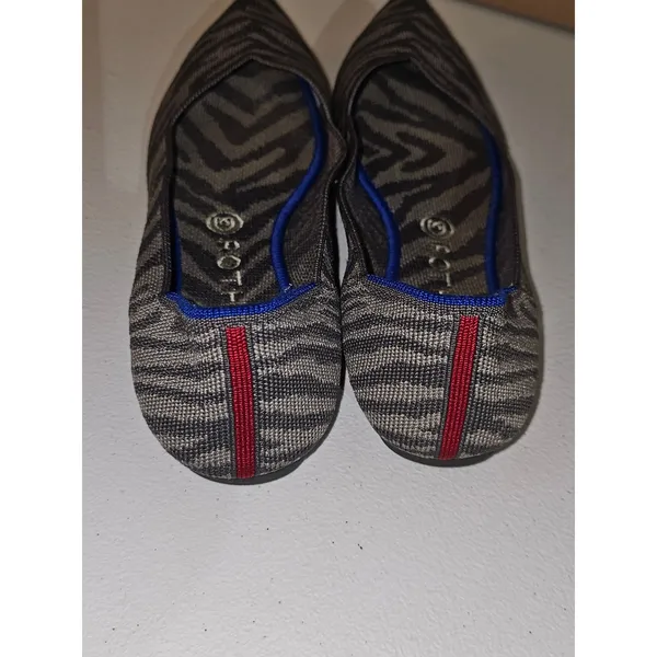 Rothy's Womens The Point Gray Zebra Stripe Ballet Flats‎ Shoes 9.5 - Image 4
