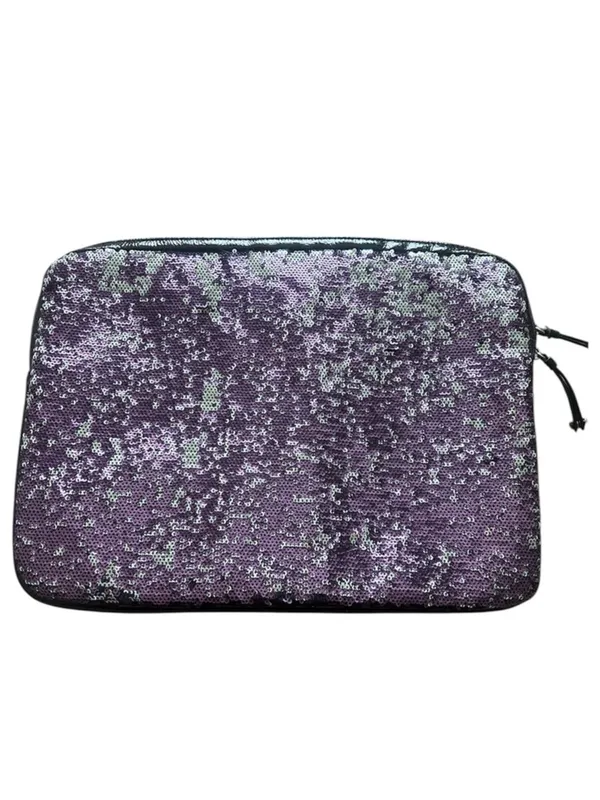 Nine West Purple Silver Sequin Padded 14” Laptop Bag EUC - Image 2